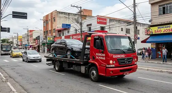 Guincho 24 horas transportando carro em via do Taboão da Serra