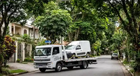 Guincho transportando carro utilitário no Taboão da Serra